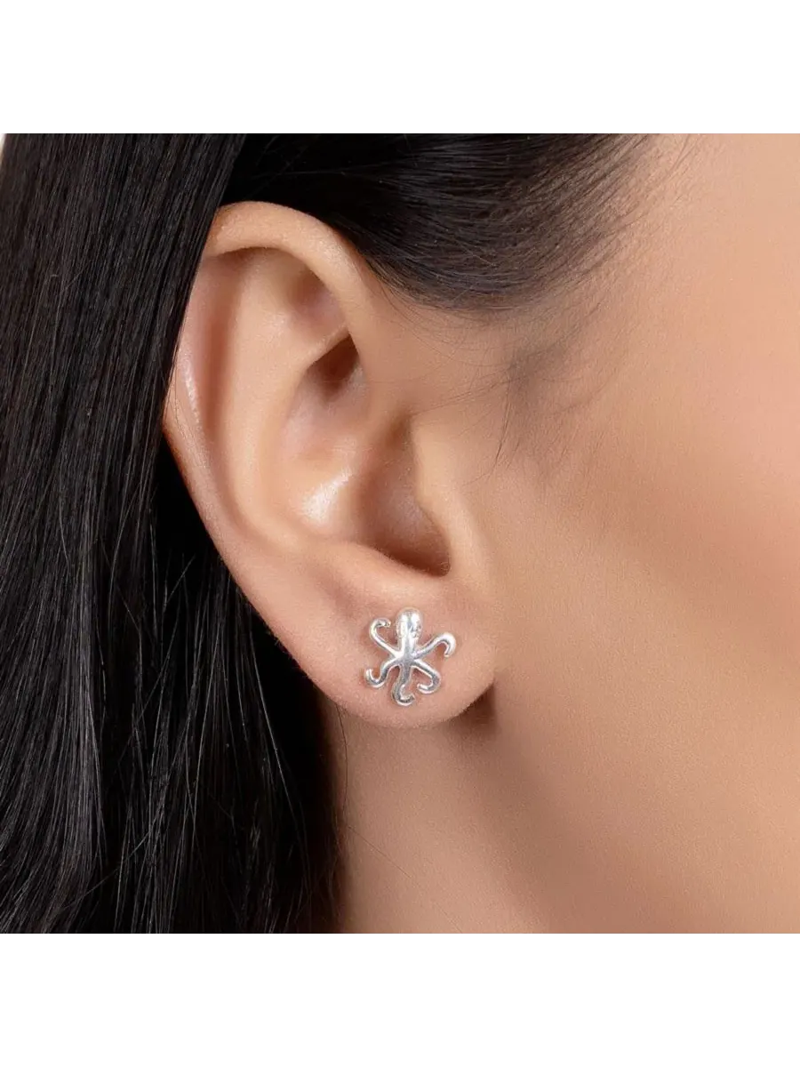 Серьги-гвоздики с морскими обитателями, 2 пары Bling Jewelry — изображение 3 из 5, оттенок серебристый