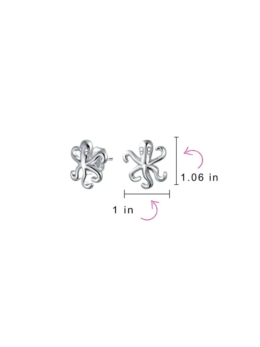 Серьги-гвоздики с морскими обитателями, 2 пары Bling Jewelry — изображение 4 из 5, оттенок серебристый