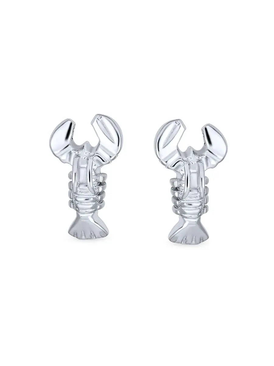 Серьги-гвоздики с морскими обитателями, 2 пары Bling Jewelry — изображение 5 из 5, оттенок серебристый