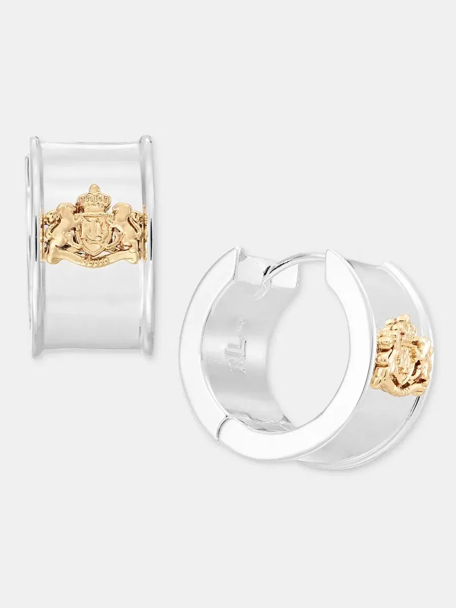 Серьги-кольца с логотипом Lauren Ralph Lauren — изображение 2 из 4, оттенок телесный