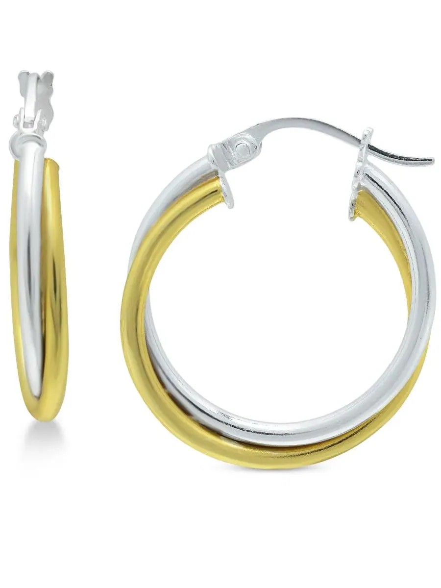 Серьги-кольца с перекрытием Two-Tone Giani Bernini