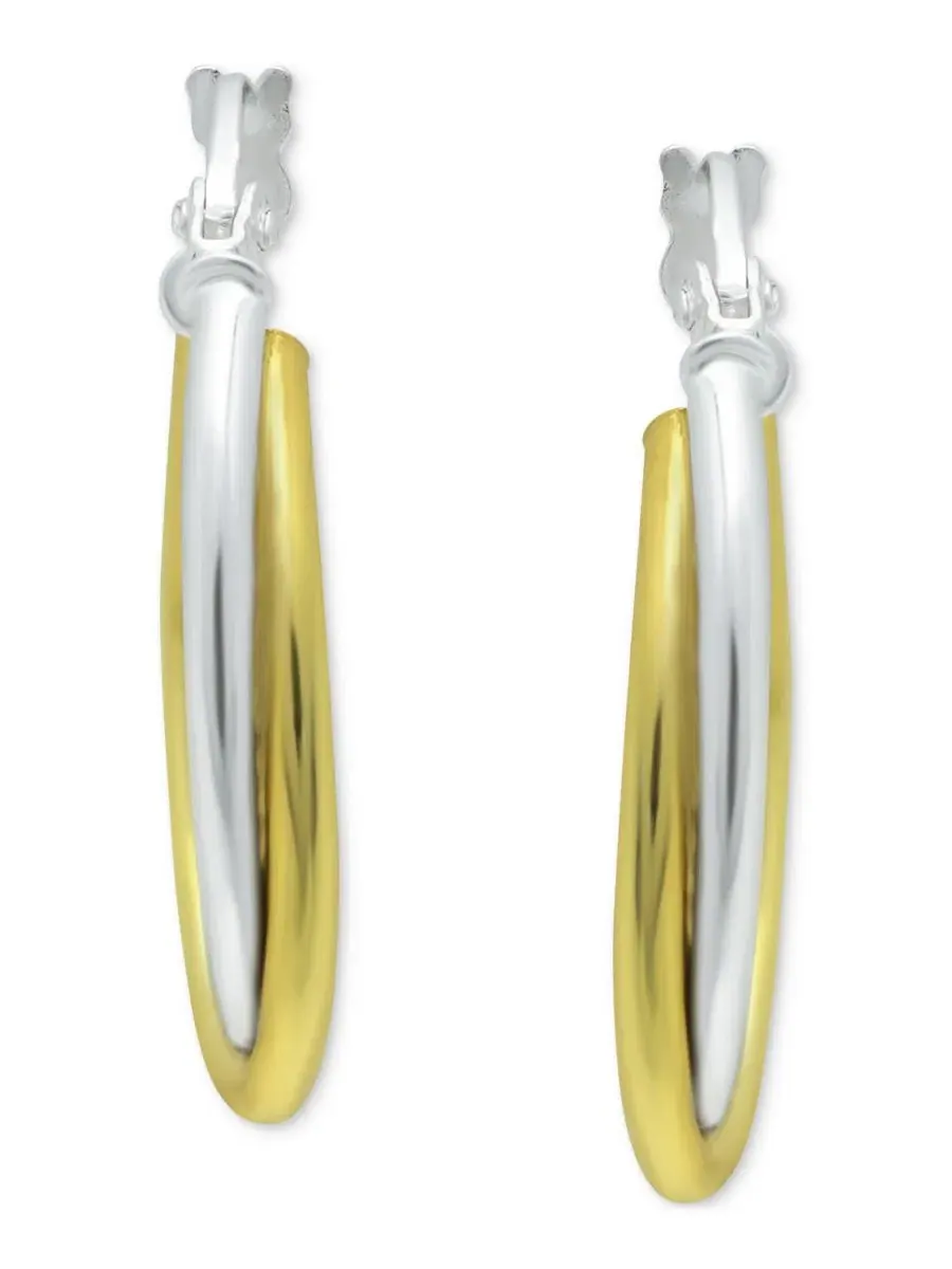 Серьги-кольца с перекрытием Two-Tone Giani Bernini — изображение 3 из 3, оттенок мульти