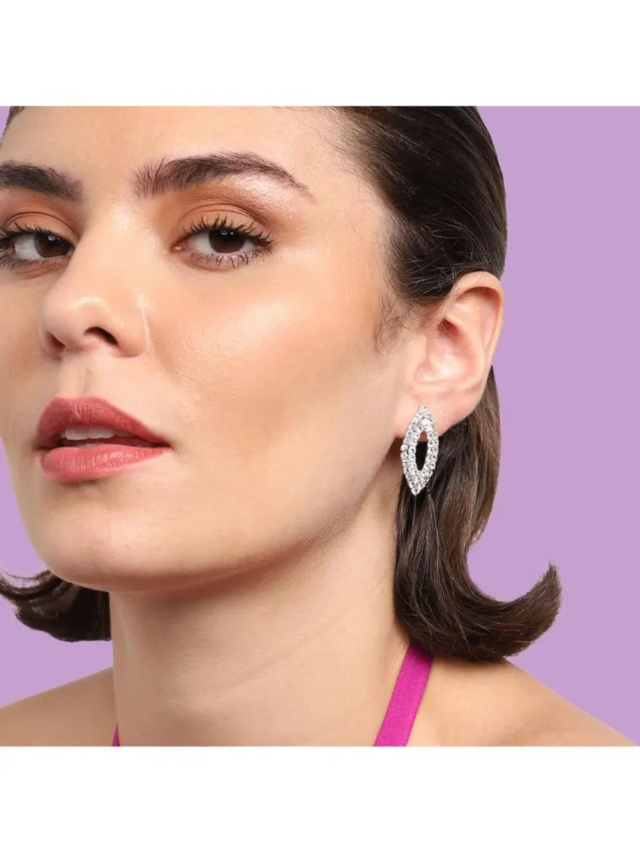 Серьги-подвески Marquise Drop SOHI — изображение 3 из 3, оттенок серебряный