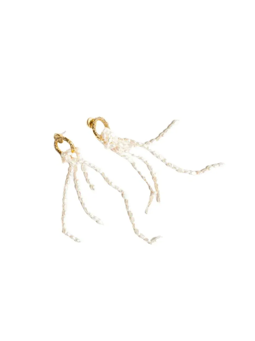 Серьги-кисти с жемчугом Nina Gold Hoop Bead Pearl Tassel Earrings Classicharms