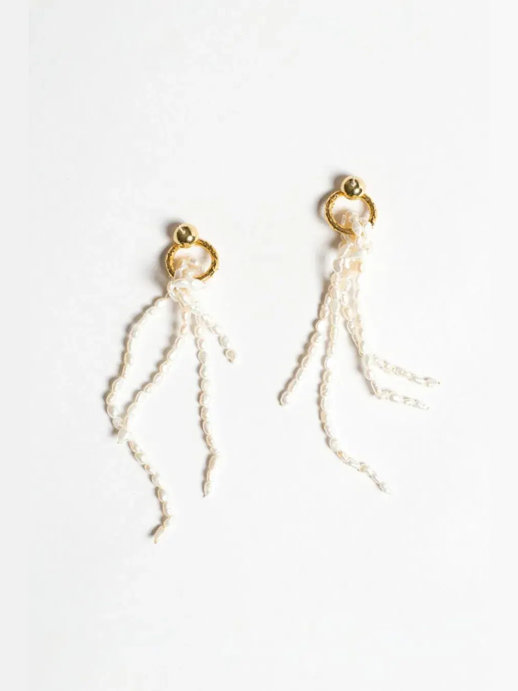 Серьги-кисти с жемчугом Nina Gold Hoop Bead Pearl Tassel Earrings Classicharms — изображение 6 из 8, оттенок золото