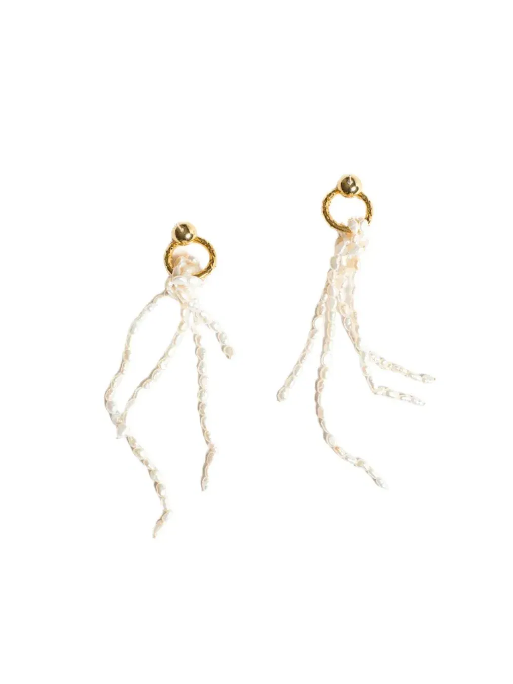 Серьги-кисти с жемчугом Nina Gold Hoop Bead Pearl Tassel Earrings Classicharms — изображение 7 из 8, оттенок золото