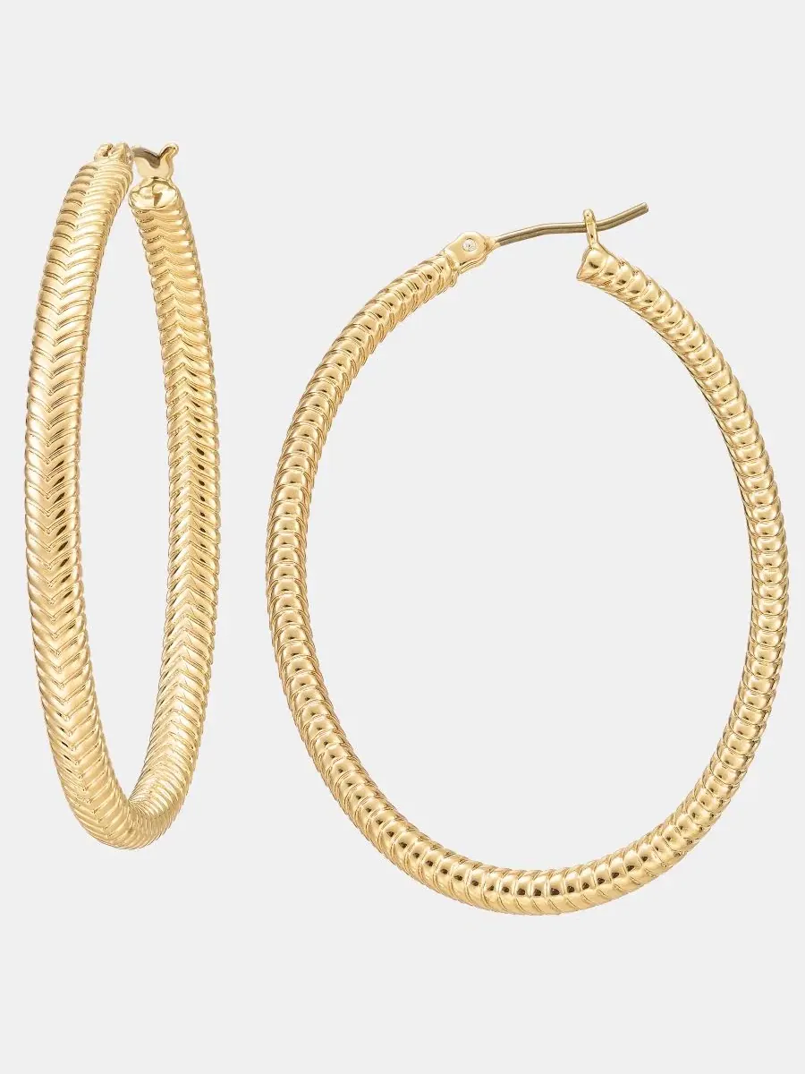 Серьги-кольца с овальной текстурой Lauren Ralph Lauren — изображение 1 из 4, оттенок золото