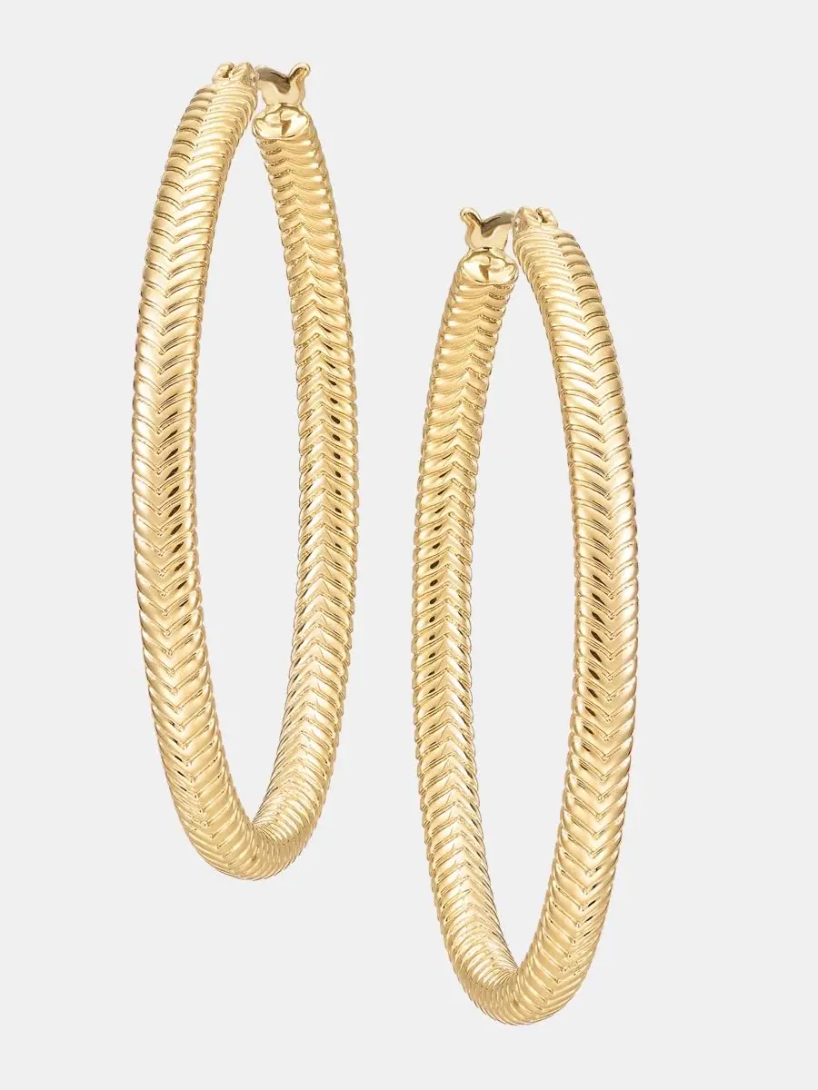 Серьги-кольца с овальной текстурой Lauren Ralph Lauren — изображение 2 из 4, оттенок золото