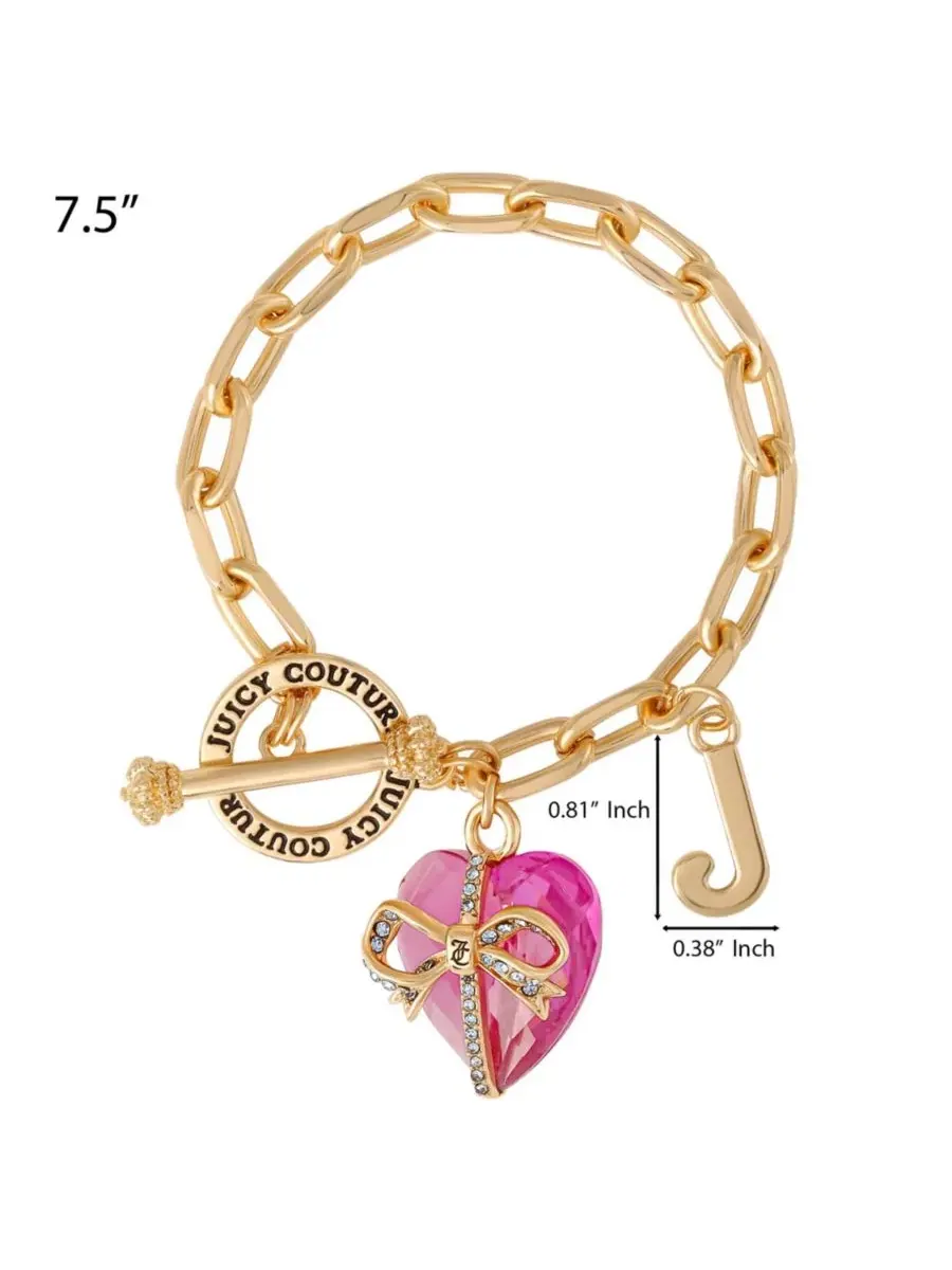 Браслет с камнем в форме сердца и подвеской в виде буквы J Juicy Couture — изображение 6 из 6, оттенок розовый