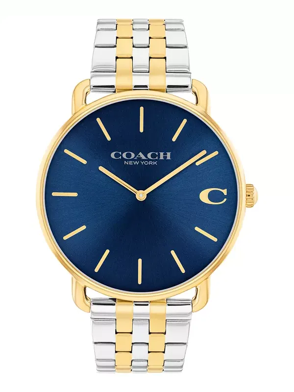 Мужские часы Elliot с двухцветным браслетом из нержавеющей стали, 43 мм Coach