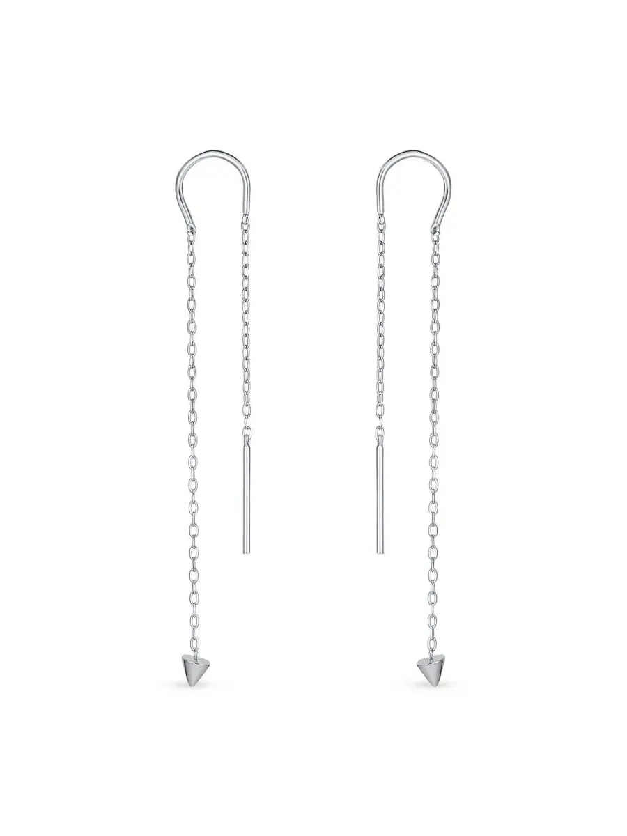 Серьги-подвески с цепочкой и стрелой, Minimalist Arrow Chain Threader Bling Jewelry — изображение 1 из 3, оттенок серый