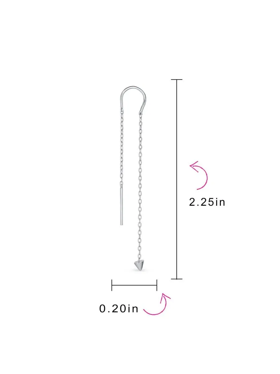Серьги-подвески с цепочкой и стрелой, Minimalist Arrow Chain Threader Bling Jewelry — изображение 2 из 3, оттенок серый