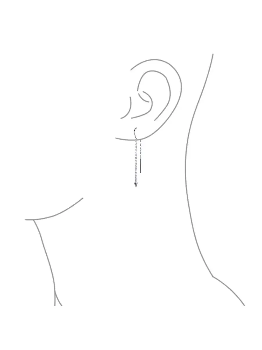 Серьги-подвески с цепочкой и стрелой, Minimalist Arrow Chain Threader Bling Jewelry — изображение 3 из 3, оттенок серый
