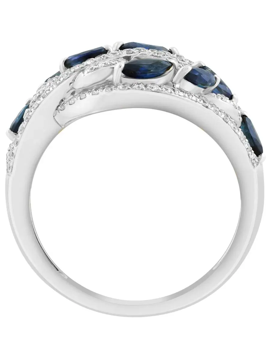 Кольцо с сапфиром и бриллиантами, 14K белое золото EFFY Collection — изображение 3 из 4, оттенок золотистый