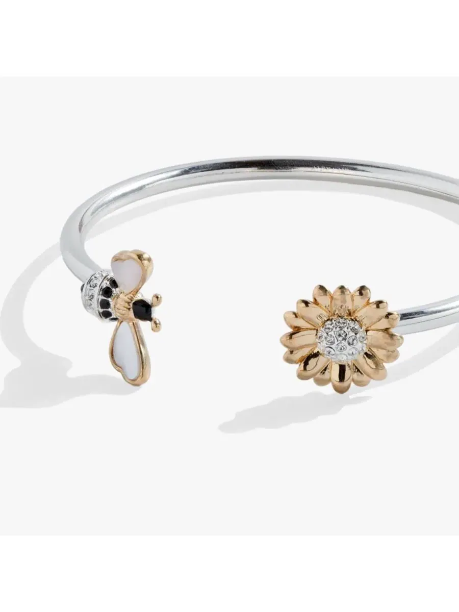 Браслет-манжета Sunflower and Bee Flex Cuff Alex and Ani — изображение 2 из 3, оттенок серебряный