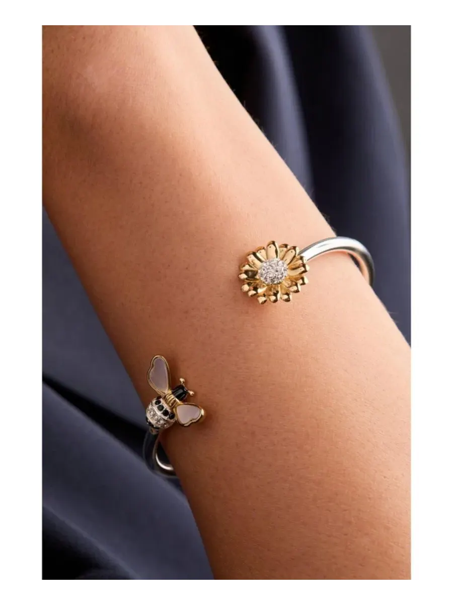 Браслет-манжета Sunflower and Bee Flex Cuff Alex and Ani — изображение 3 из 3, оттенок серебряный