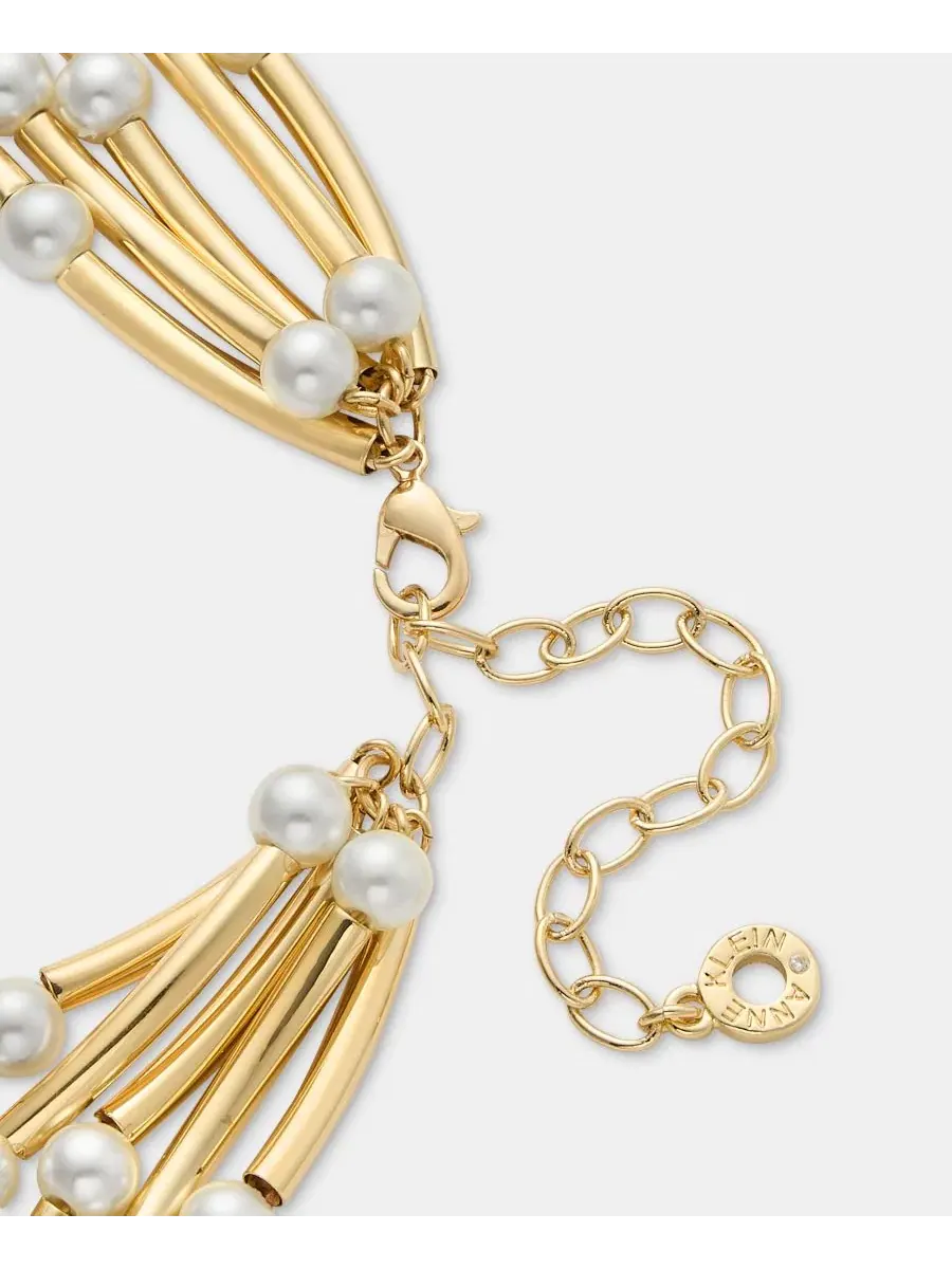 Многоярусное колье с жемчугом и трубчатыми элементами Anne Klein — изображение 4 из 5, оттенок белый