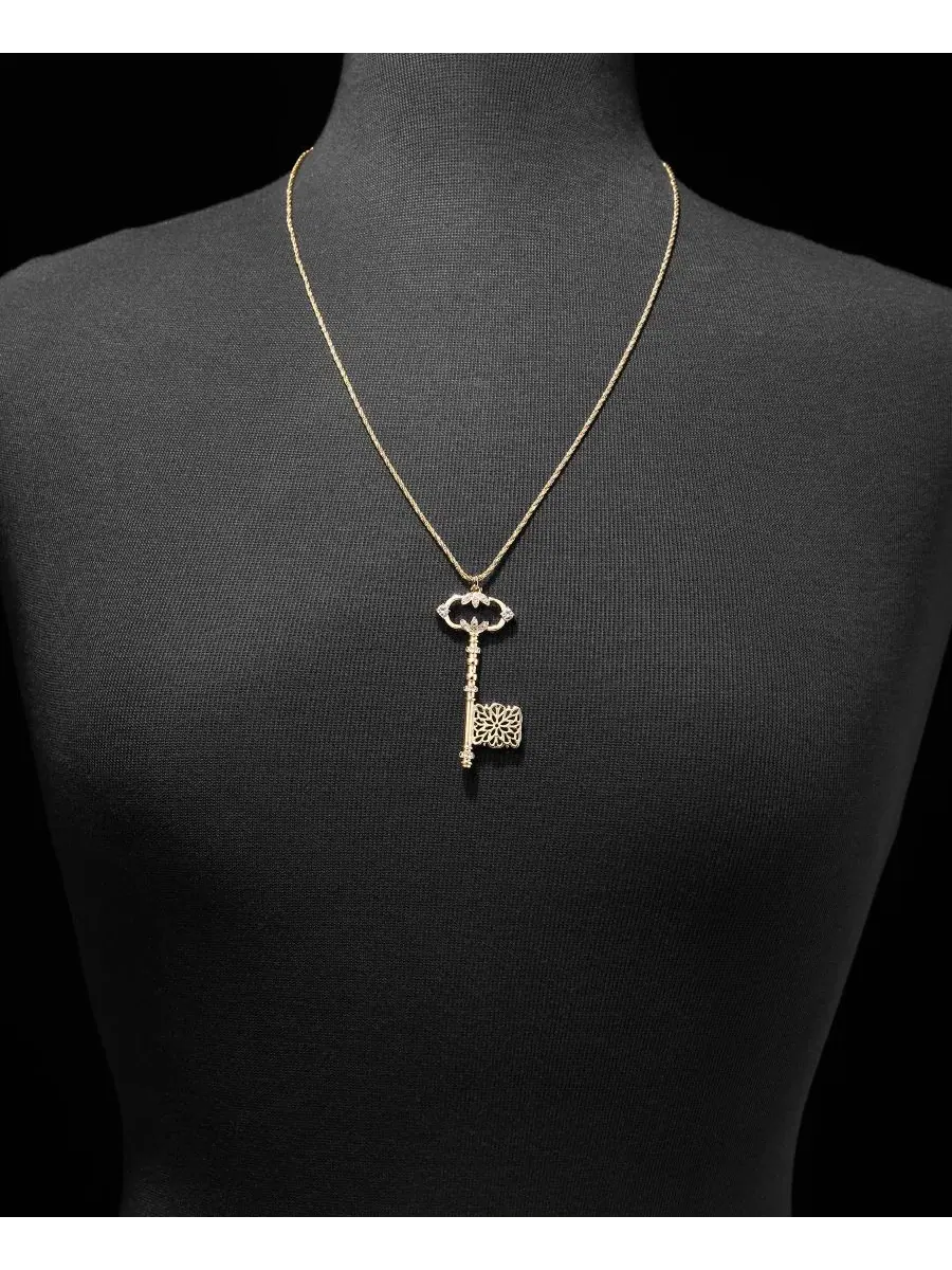Кулон-подвеска с кристаллами, регулируемая длина 96 см, модель Crystal Key Marchesa — изображение 3 из 5, оттенок серебряный