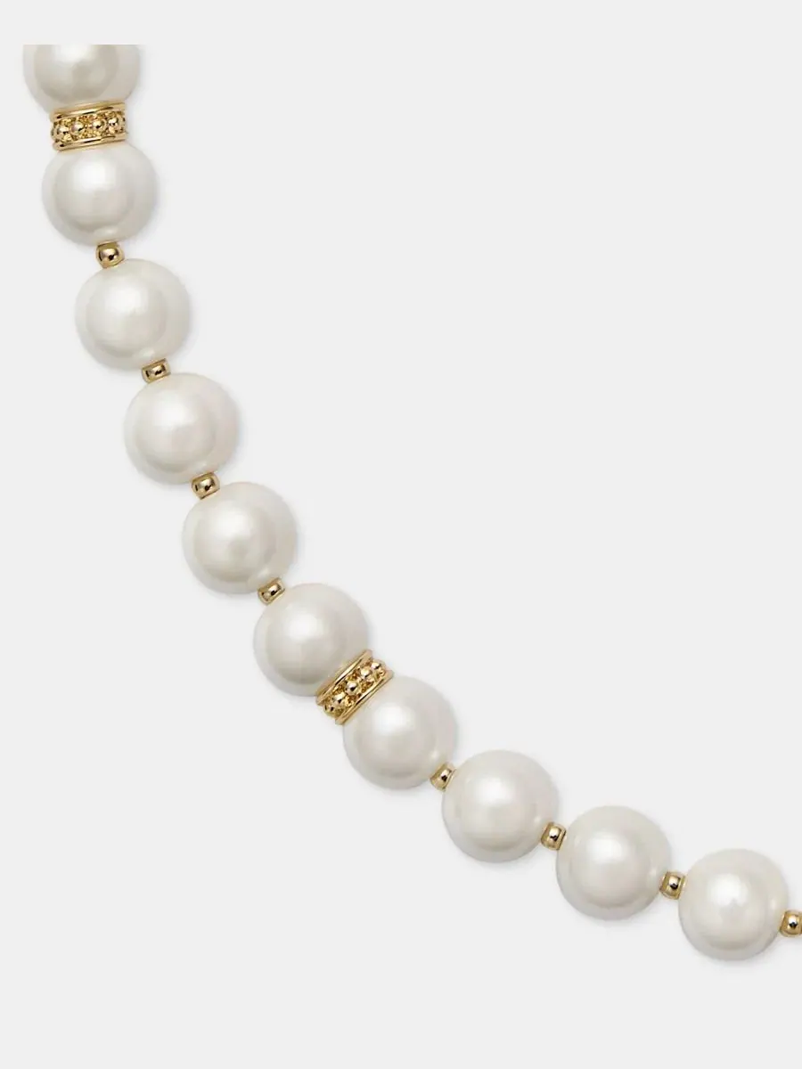 Колье с жемчугом и замком-тумблером Gold-Tone Glass Pearl Toggle Collar Necklace Lauren Ralph Lauren — изображение 2 из 5