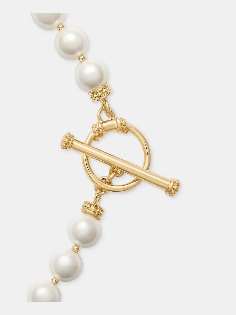 Колье с жемчугом и замком-тумблером Gold-Tone Glass Pearl Toggle Collar Necklace Lauren Ralph Lauren — изображение 3 из 5