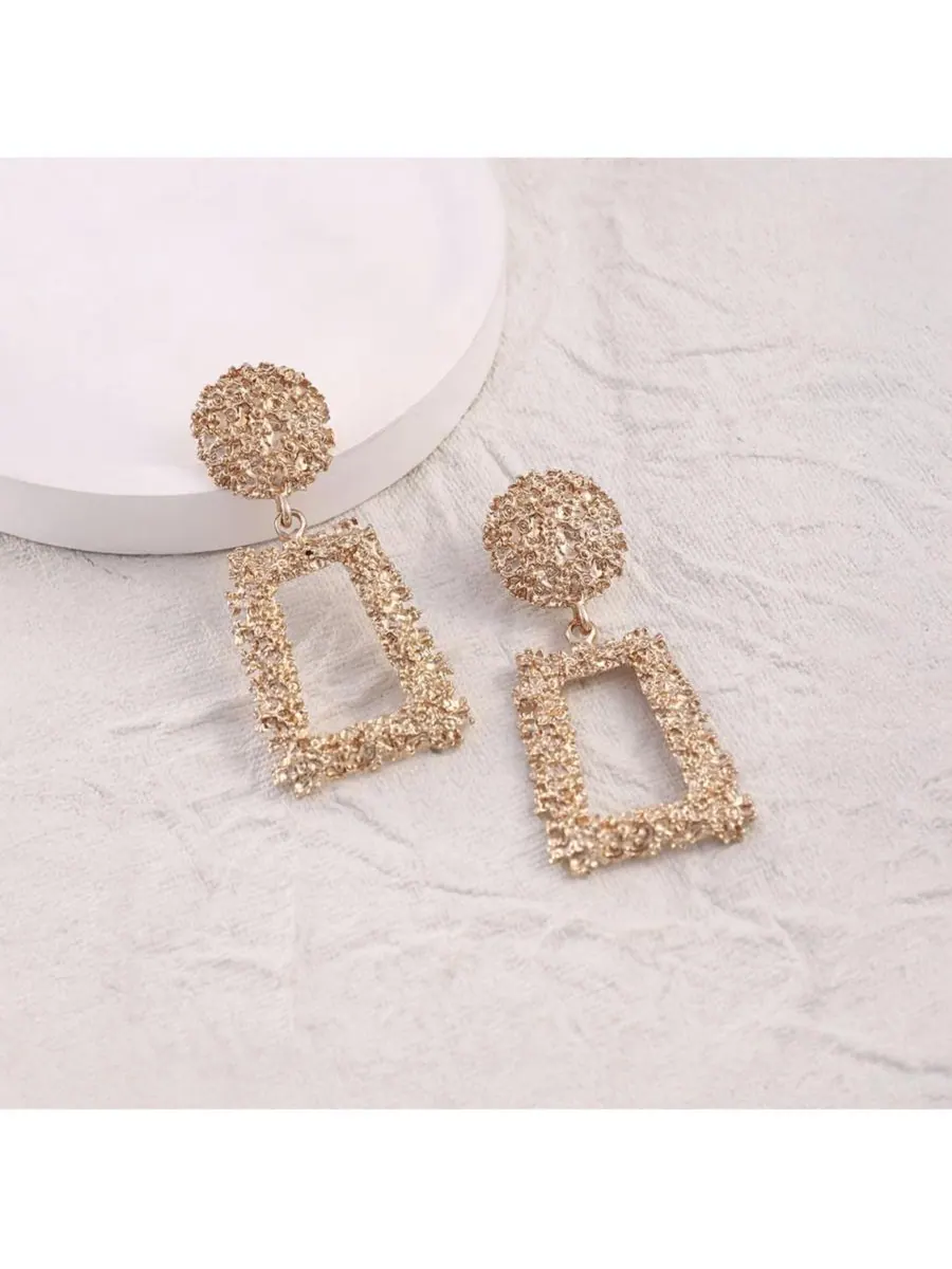 Женские серьги-подвески Corroded-Quad Drop Earrings - California Gold SOHI — изображение 2 из 5, оттенок золото