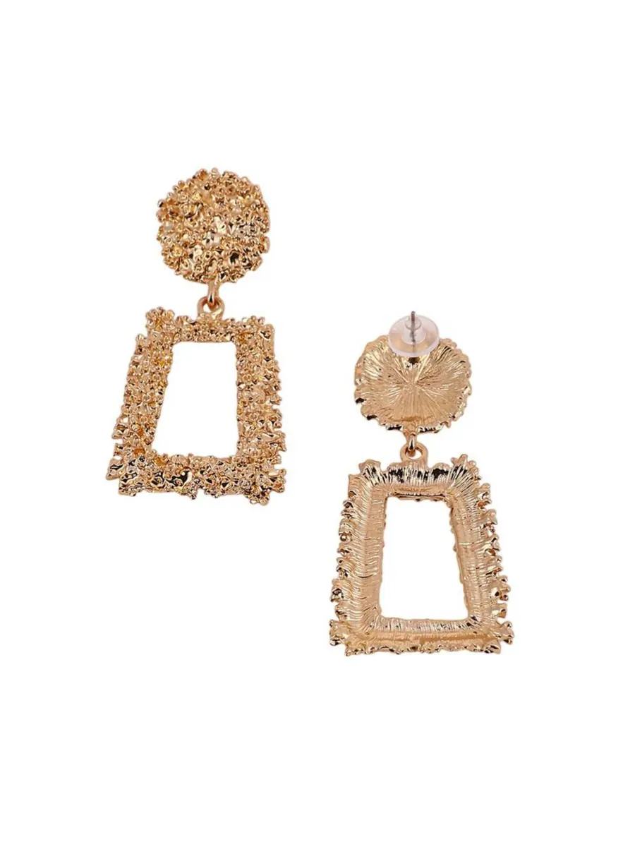 Женские серьги-подвески Corroded-Quad Drop Earrings - California Gold SOHI — изображение 5 из 5, оттенок золото