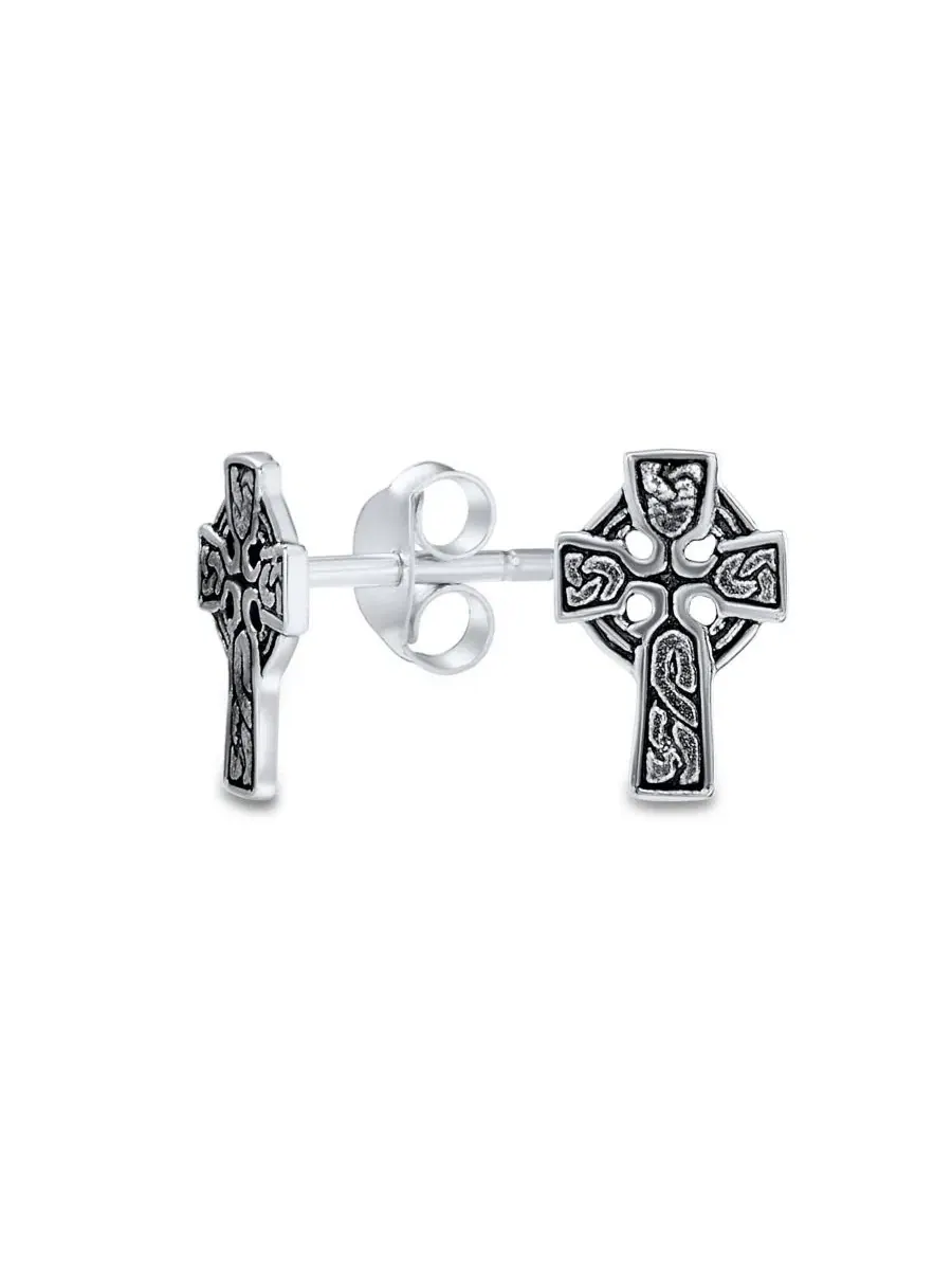 Серьги-гвоздики с кельтским крестом и узлом, модель Religious Celtic Knot Sun Cross Bling Jewelry
