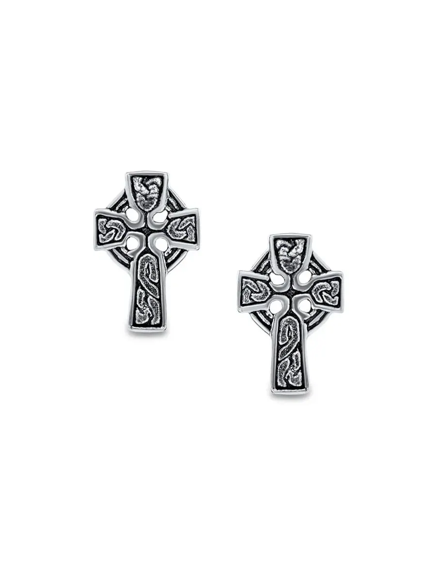 Серьги-гвоздики с кельтским крестом и узлом, модель Religious Celtic Knot Sun Cross Bling Jewelry — изображение 3 из 3