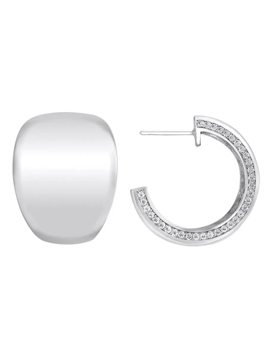 Серьги-кольца из циркония C Hoop And Now This — изображение 2 из 3, оттенок серебряный