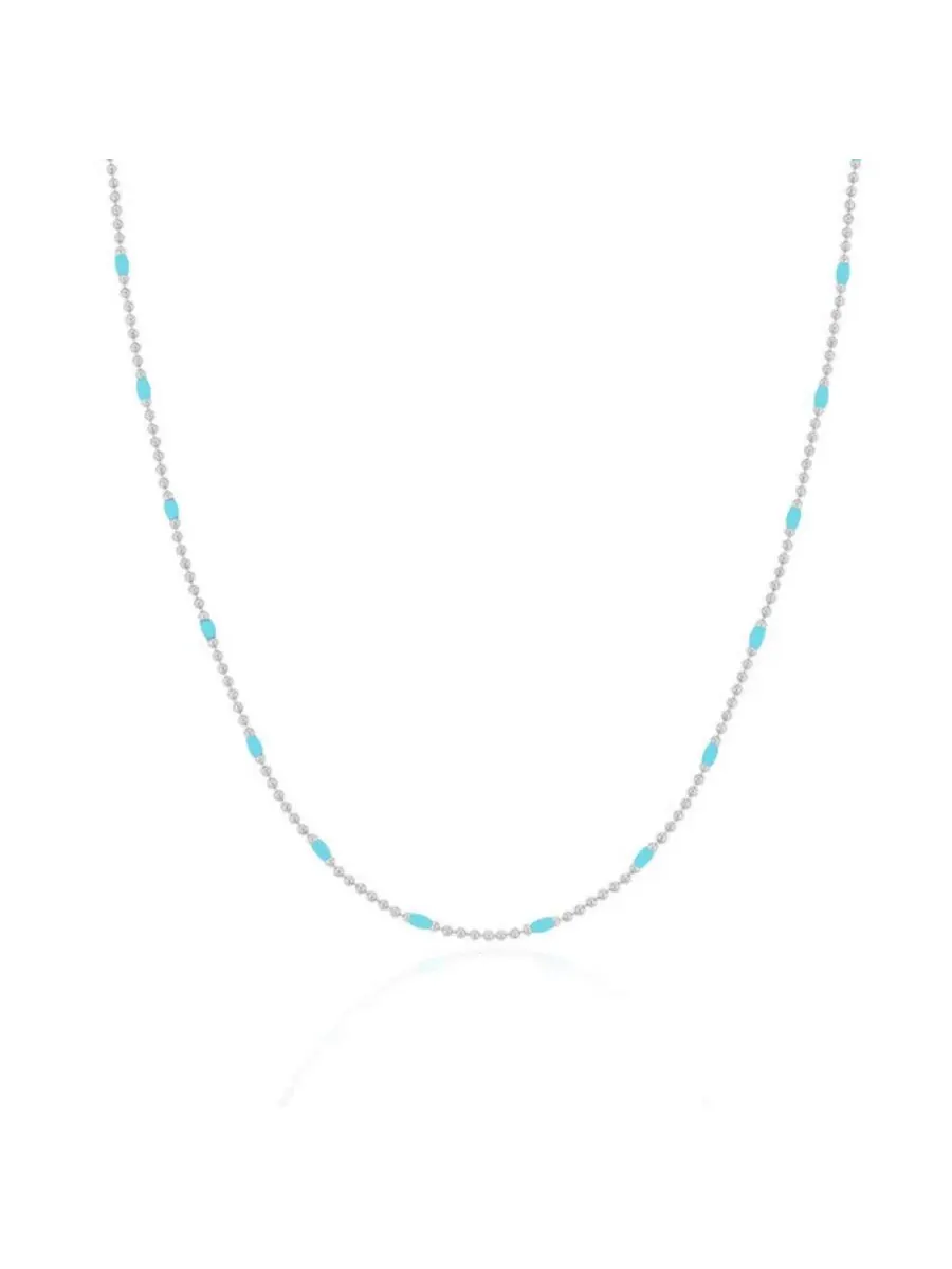 Ожерелье с эмалевыми бусинами Blue Enamel Nugget Bead The Lovery — изображение 1 из 3, оттенок серебристый