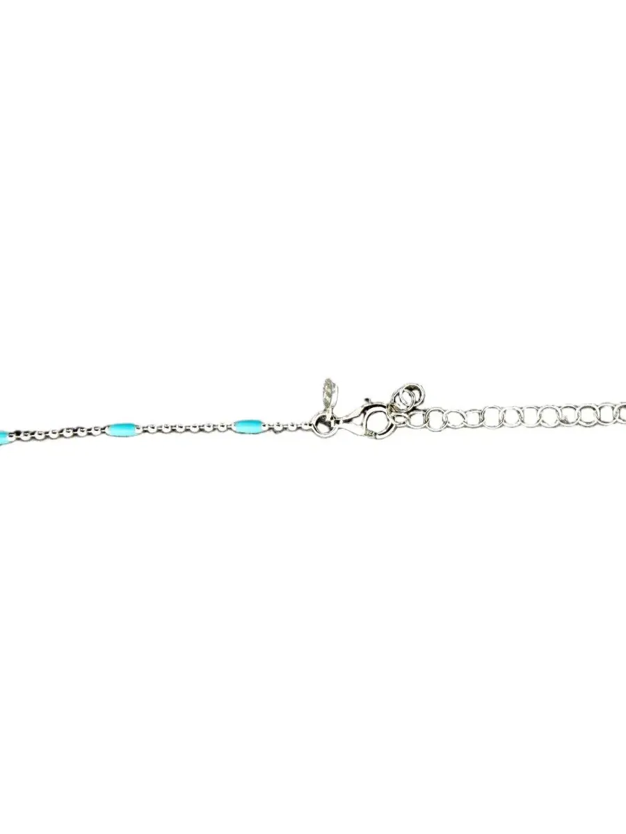 Ожерелье с эмалевыми бусинами Blue Enamel Nugget Bead The Lovery — изображение 3 из 3, оттенок серебристый