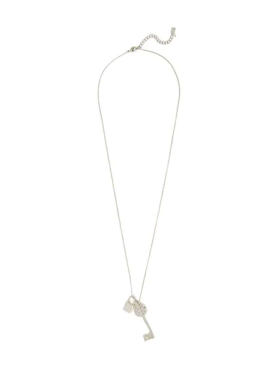 Колье цепочка с подвесками-ключами и замком Silver Vintage Lock Key Pendant Necklace Robert Lee — изображение 1 из 6