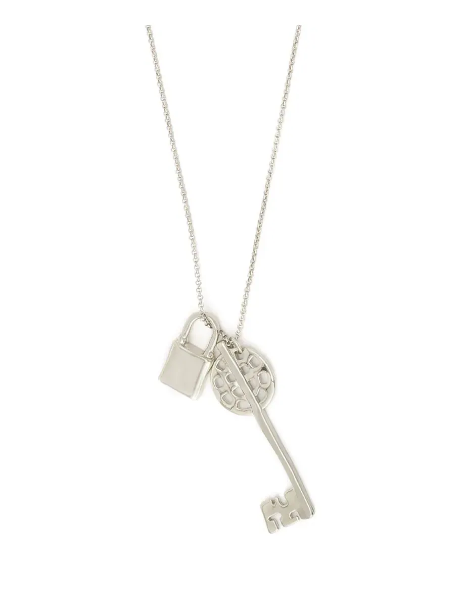 Колье цепочка с подвесками-ключами и замком Silver Vintage Lock Key Pendant Necklace Robert Lee — изображение 2 из 6