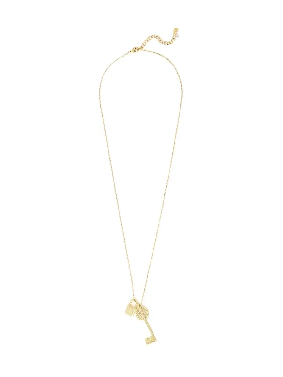 Колье с подвесками-ключами и замком Gold Vintage Lock Key Pendant Necklace Robert Lee Morris Soho — изображение 1 из 5