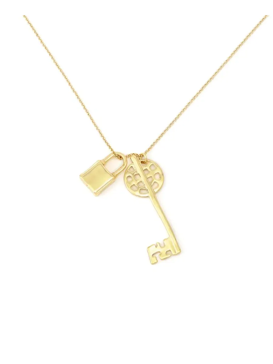 Колье с подвесками-ключами и замком Gold Vintage Lock Key Pendant Necklace Robert Lee Morris Soho — изображение 3 из 5