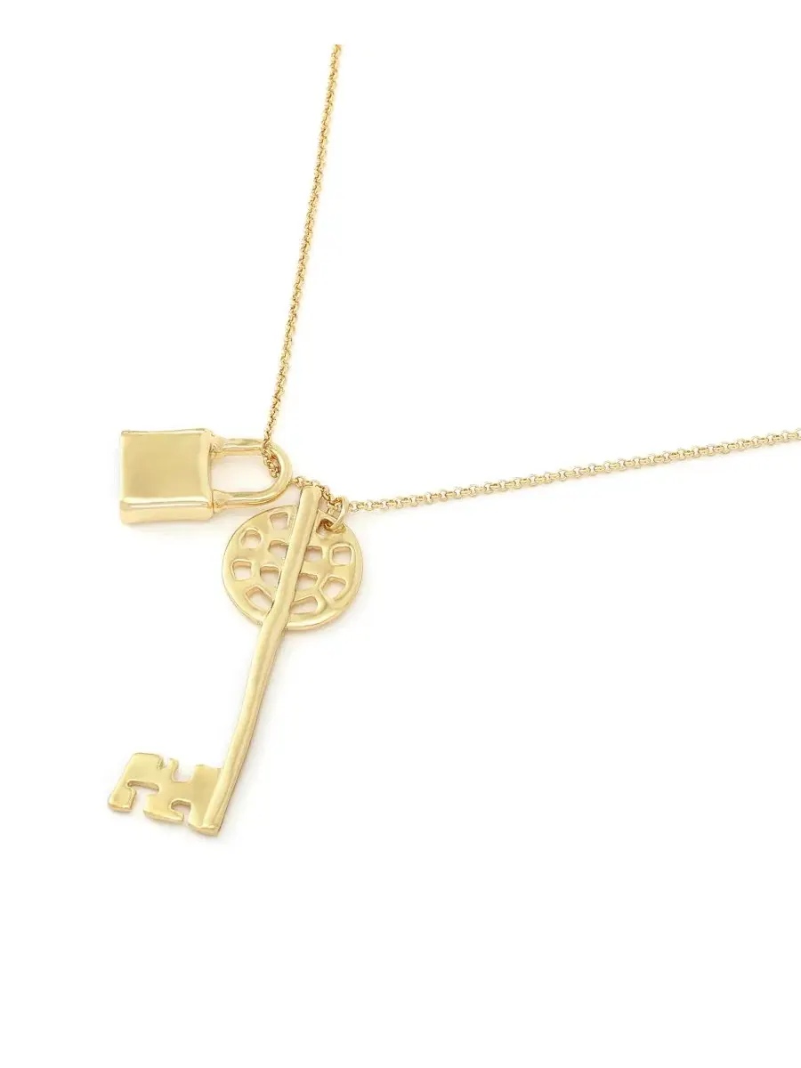 Колье с подвесками-ключами и замком Gold Vintage Lock Key Pendant Necklace Robert Lee Morris Soho — изображение 4 из 5