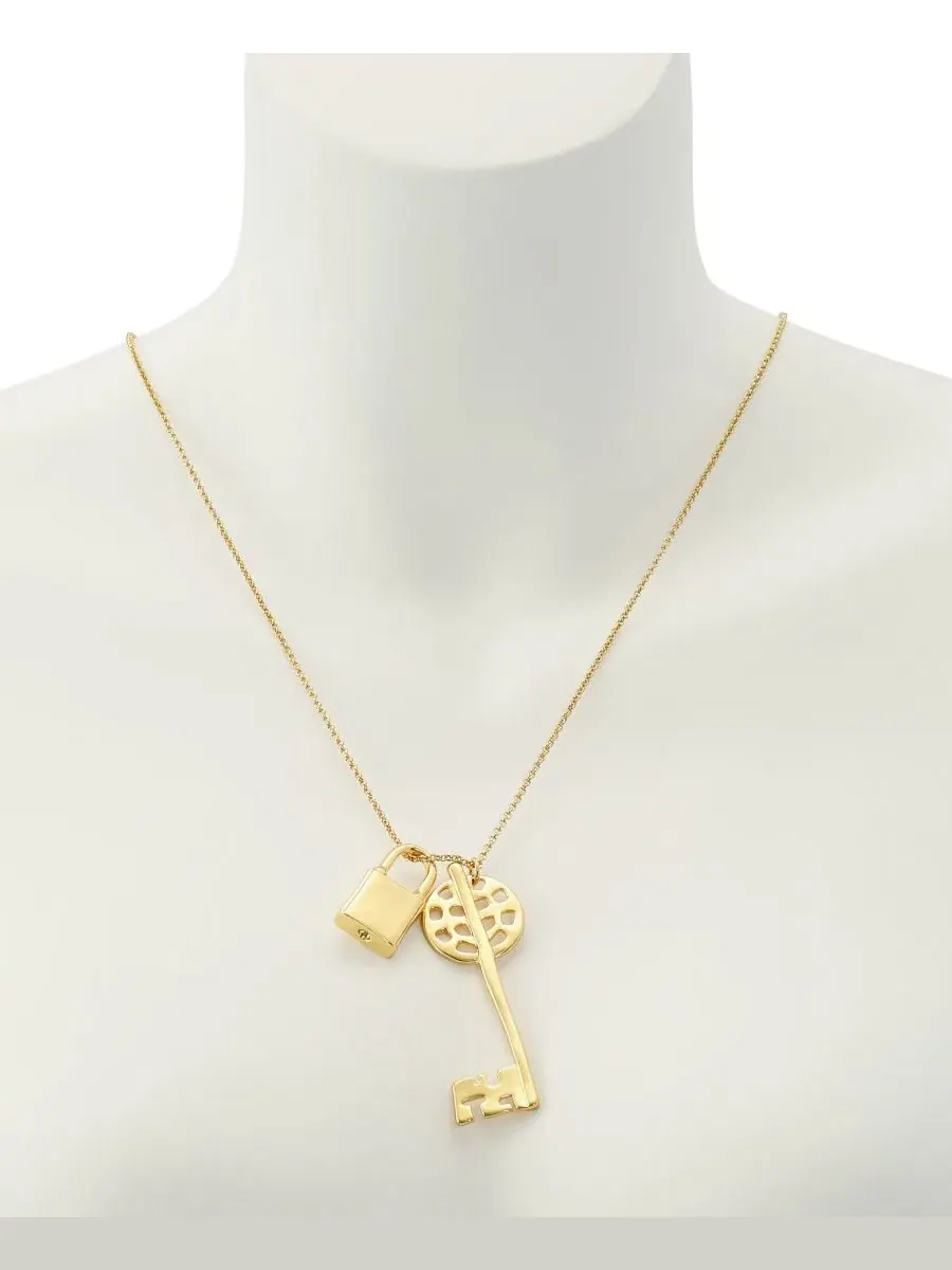 Колье с подвесками-ключами и замком Gold Vintage Lock Key Pendant Necklace Robert Lee Morris Soho — изображение 5 из 5