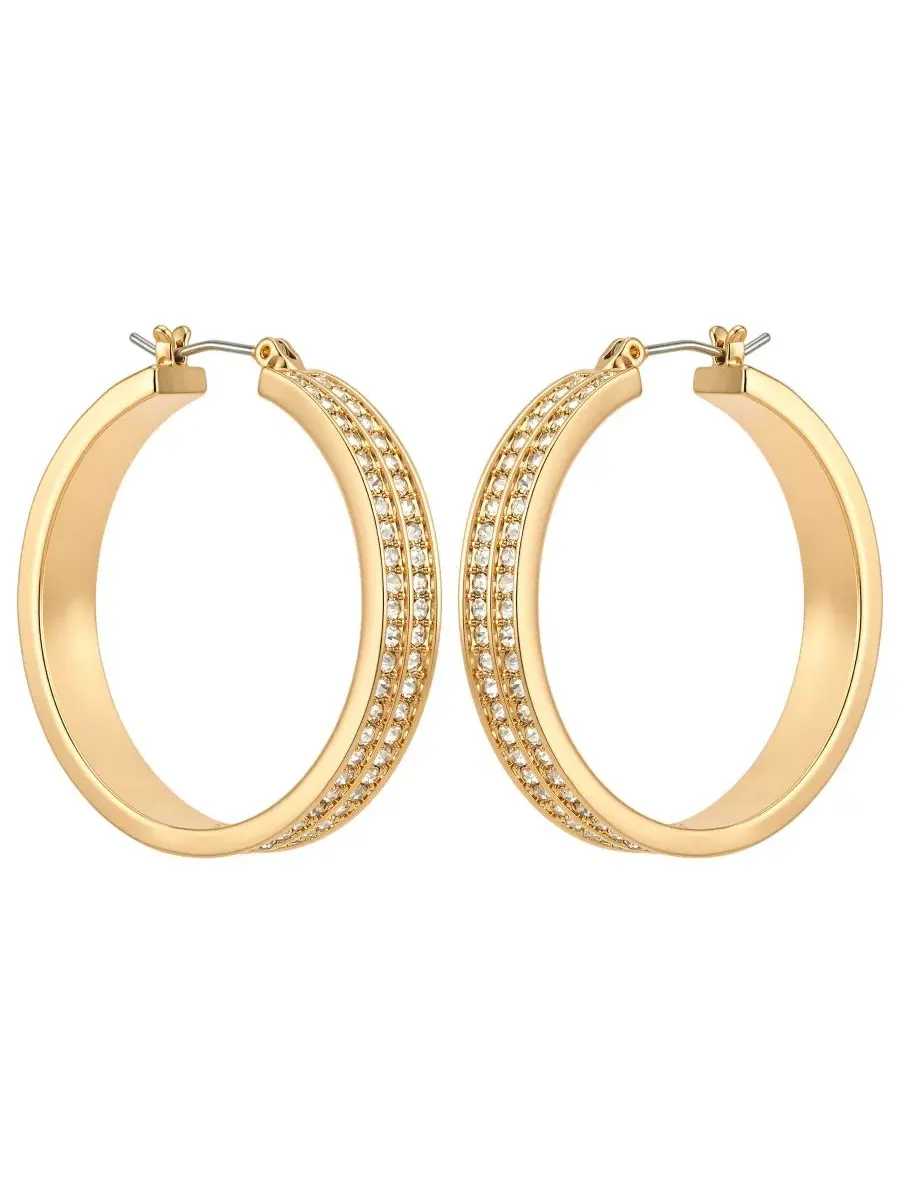 Серьги-кольца с кристаллами GUESS — изображение 2 из 3, оттенок золото