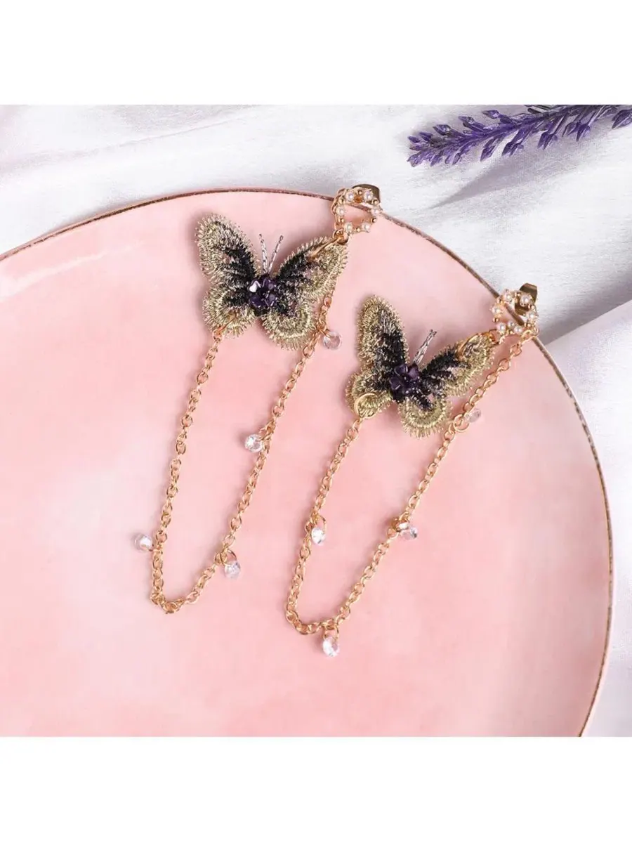 Серьги-подвески с бабочкой Embellished Butterfly Drop SOHI — изображение 2 из 3, оттенок золото