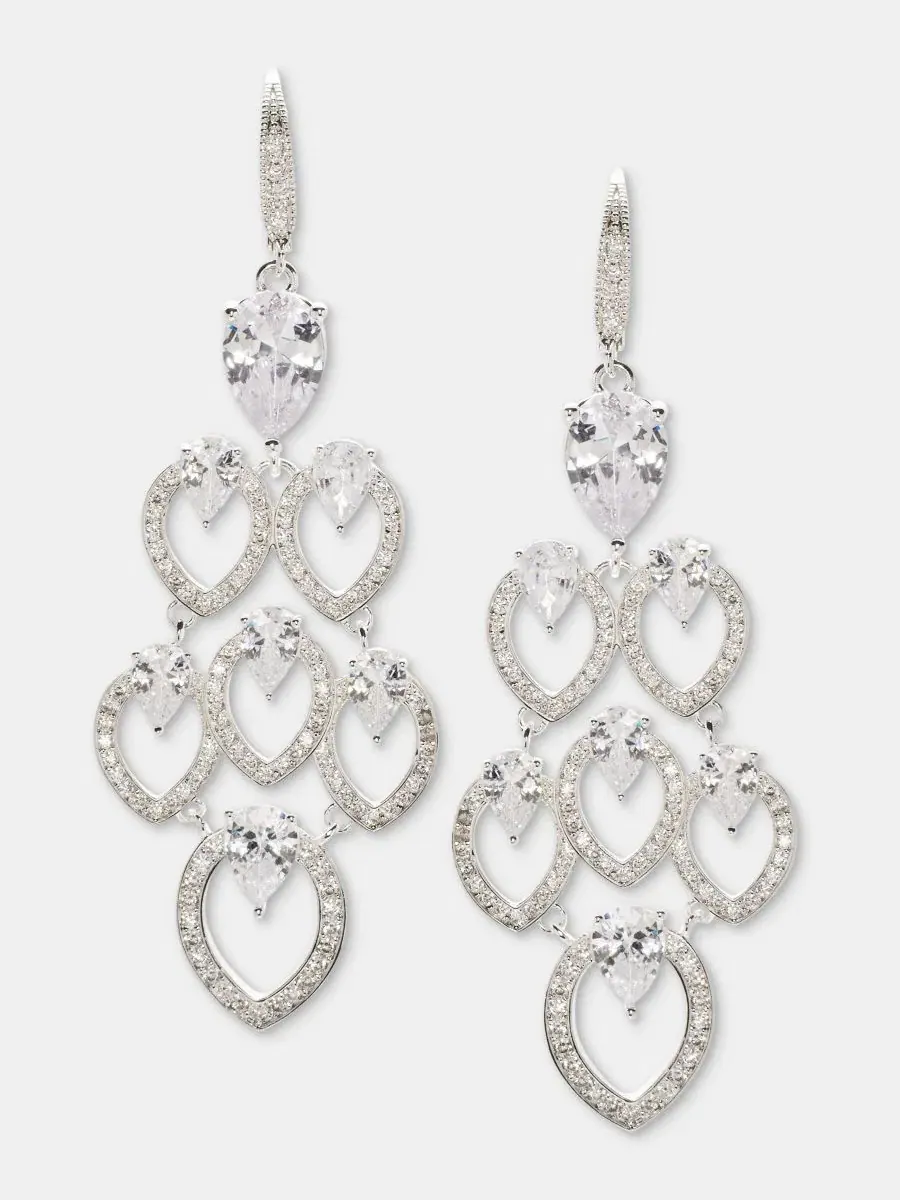 Серьги-люстры с кристаллами Navette Anne Klein — изображение 1 из 4, оттенок прозрачный