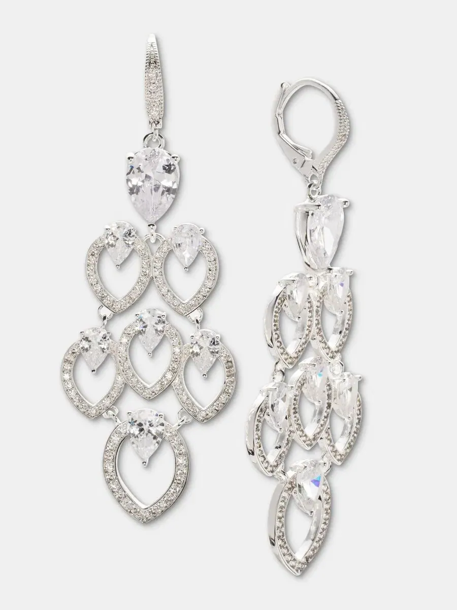 Серьги-люстры с кристаллами Navette Anne Klein — изображение 2 из 4, оттенок прозрачный