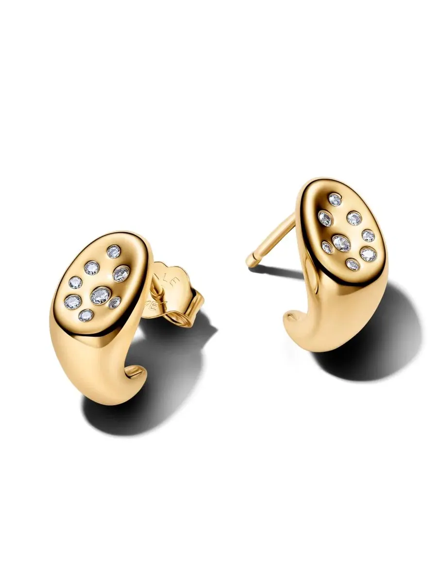 Серьги-пусеты с камнями Pandora — изображение 1 из 3, оттенок золотистый