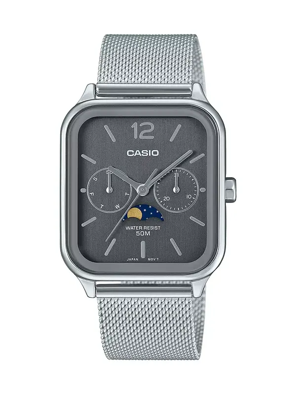 Мужские часы из нержавеющей стали серебристого цвета, 34 мм Casio — изображение 1 из 3, оттенок серебряный
