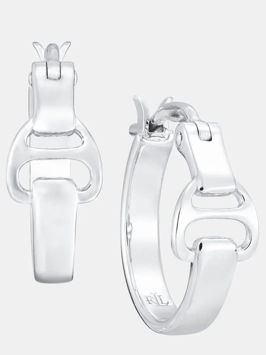 Серьги-кольца в конном стиле из стерлингового серебра Lauren Ralph Lauren — изображение 3 из 4, оттенок серебряный