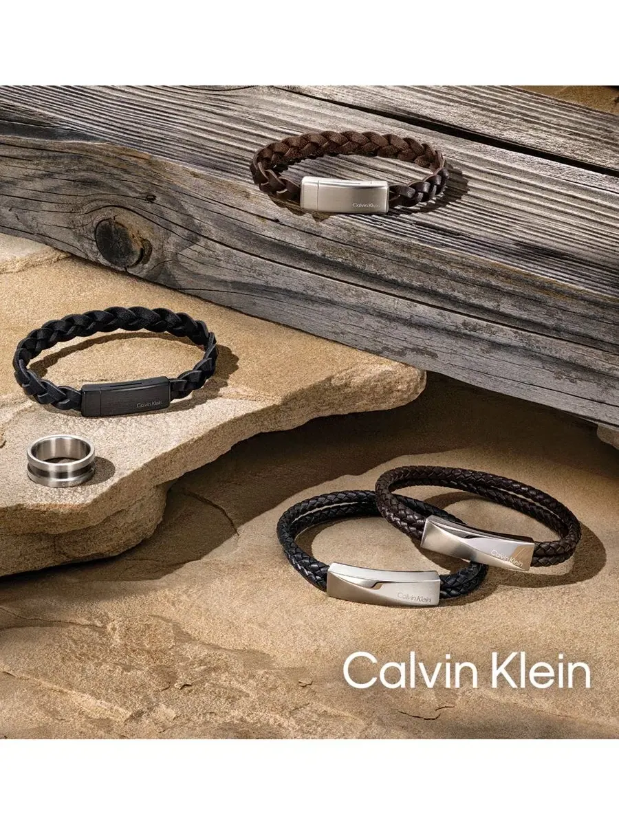 Мужской кожаный браслет коричневого цвета Calvin Klein — изображение 2 из 3, оттенок черный
