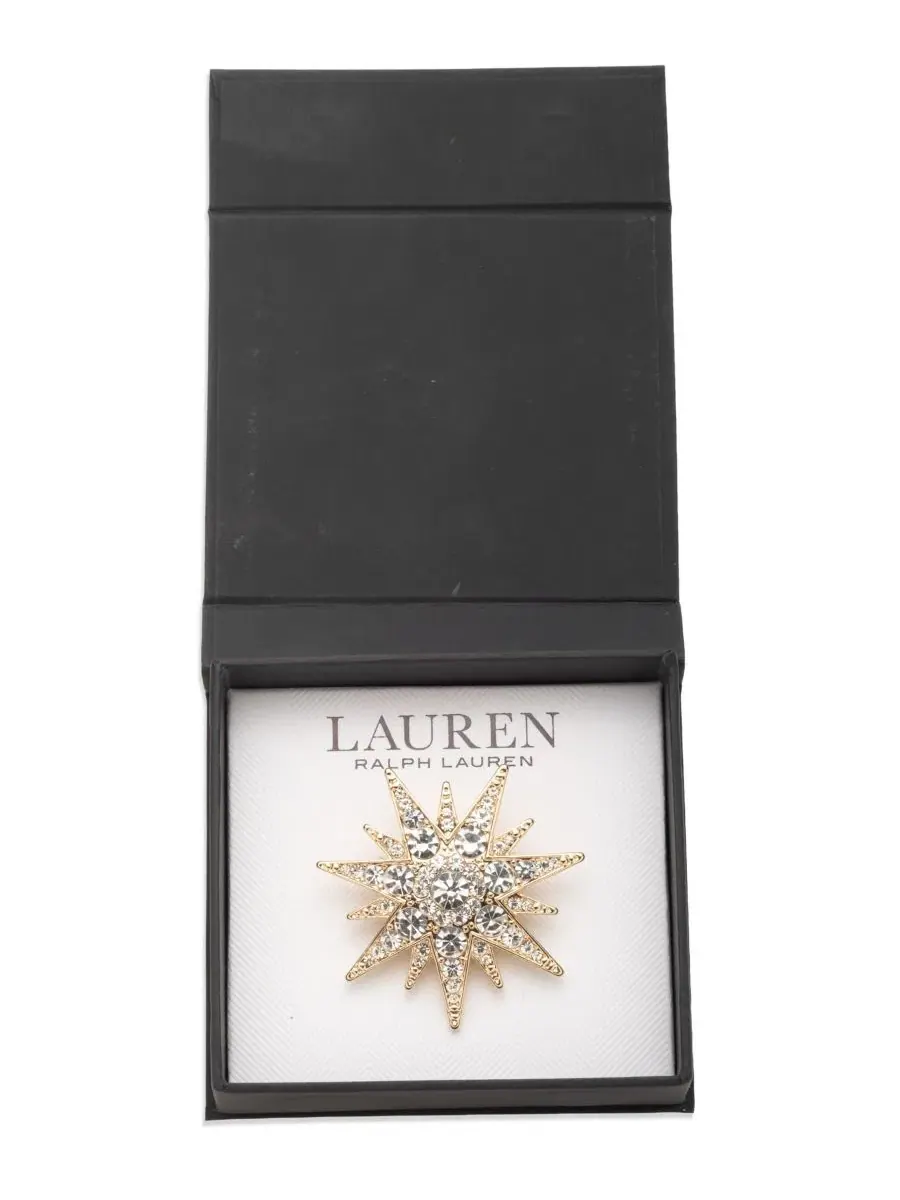 Значок в виде звездочки с кристаллами золотистого цвета Lauren Ralph Lauren — изображение 2 из 2, оттенок золото