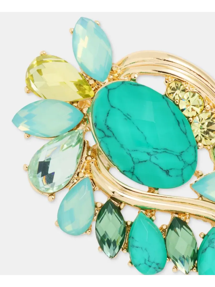 Брошь в коробке с золотистыми зелеными камнями Anne Klein — изображение 3 из 4, оттенок зеленый