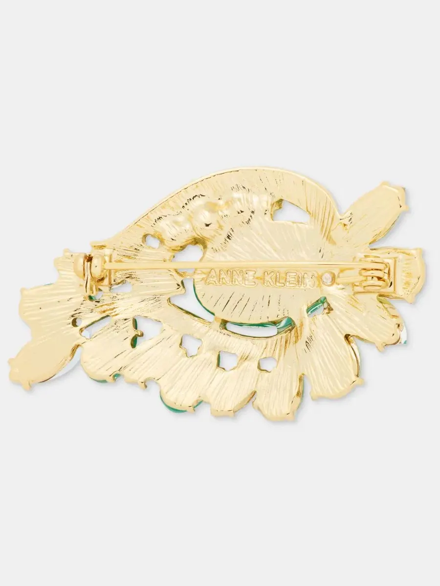 Брошь в коробке с золотистыми зелеными камнями Anne Klein — изображение 4 из 4, оттенок зеленый