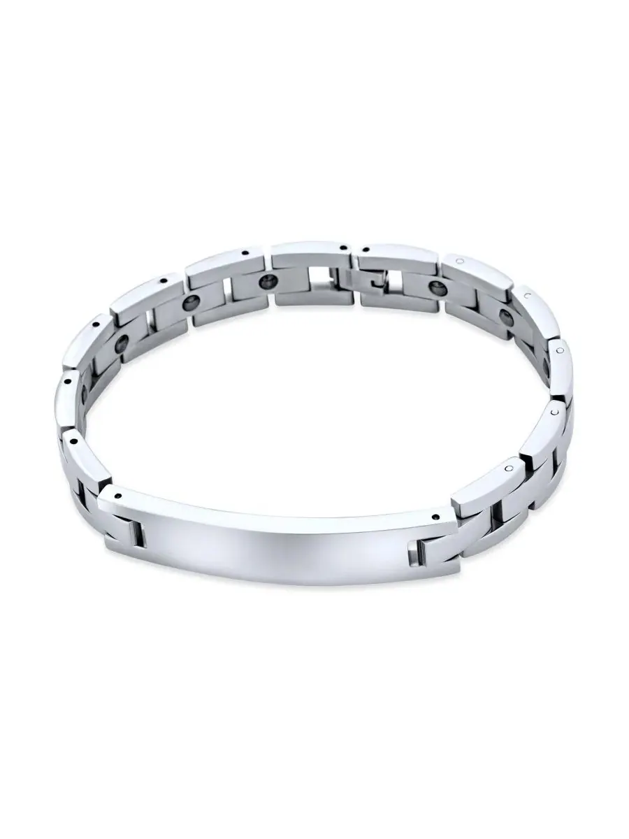 Мужской идентификационный браслет из нержавеющей стали, 22 см Bling Jewelry — изображение 2 из 5, оттенок серебряный