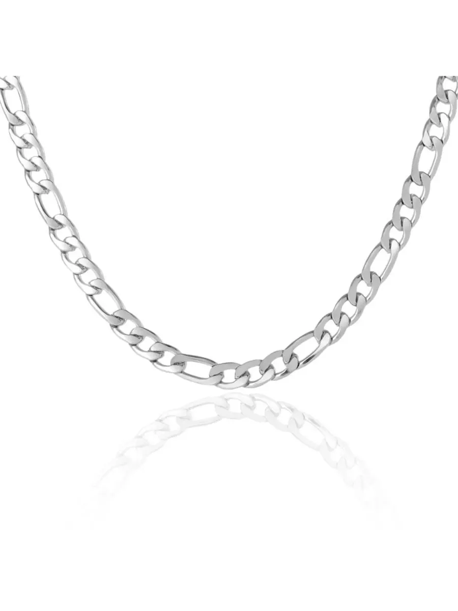 Мужская цепочка Фигаро, серебристая, длина звеньев 56 см Lucky Brand